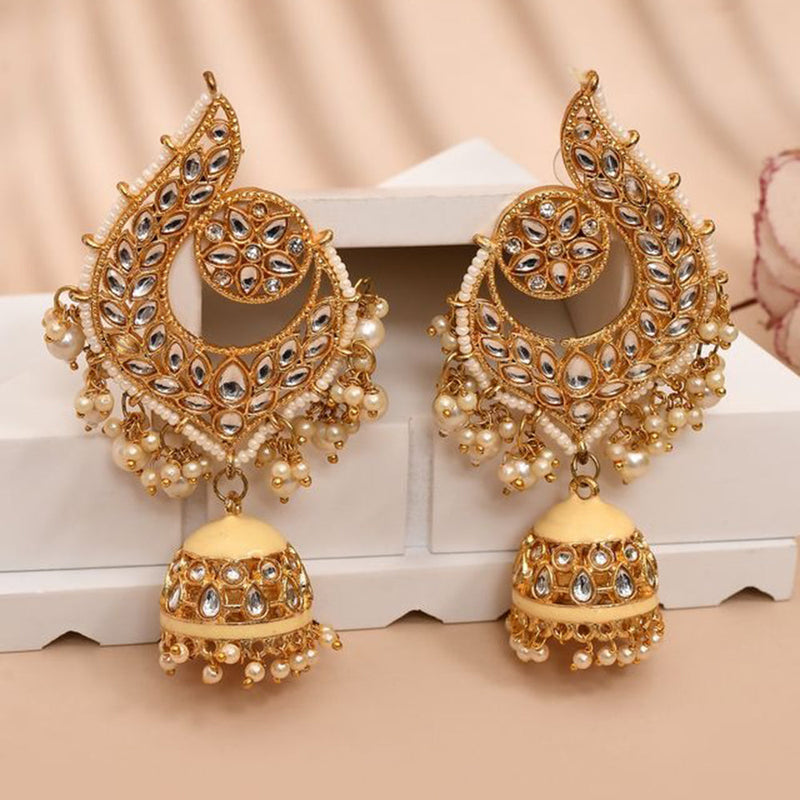 House Of Ree Peacock Beige Jhumki Drop Earrings for Womens | Women | Girls ER153