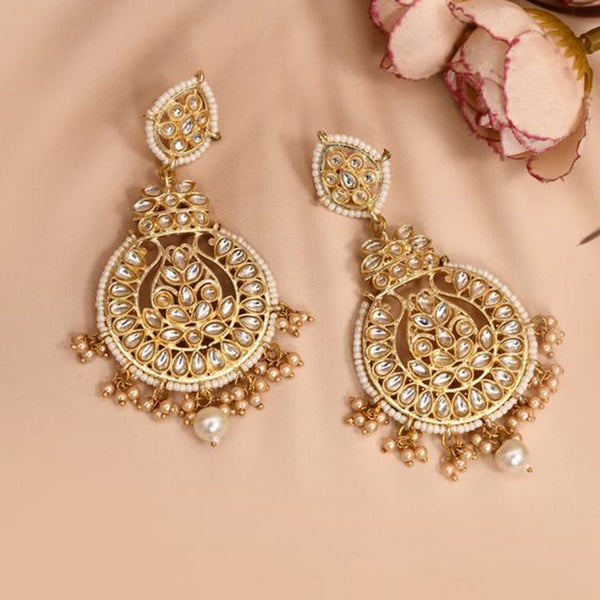 House Of Ree Golden Chandbali and Pearls Earrings for Womens | Women | Girls ER126