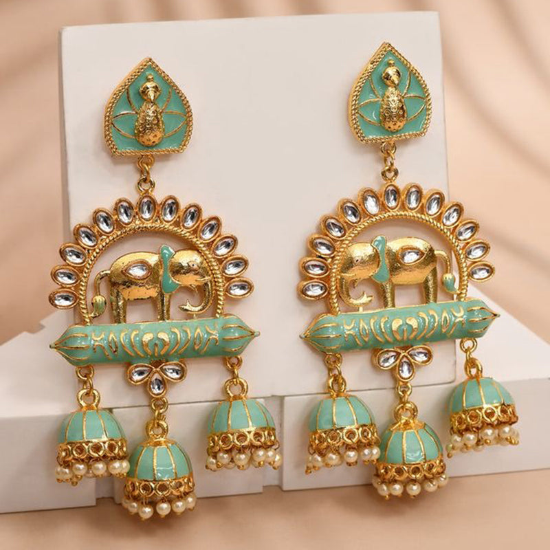 House Of Ree Elephant Shape Light Green Jhumki Drop Earrings for Womens | Women | Girls ER134