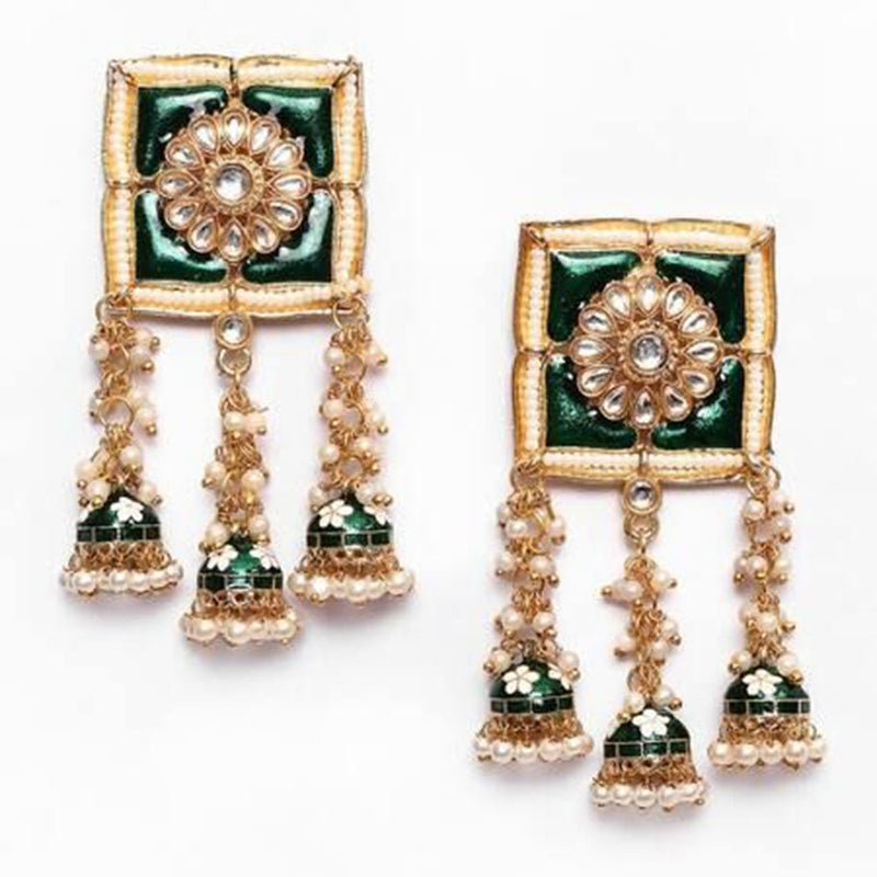 House Of Ree New Stylish Meenakari Dark Green Jhumki Earring for Womens | Women | Girls ER166