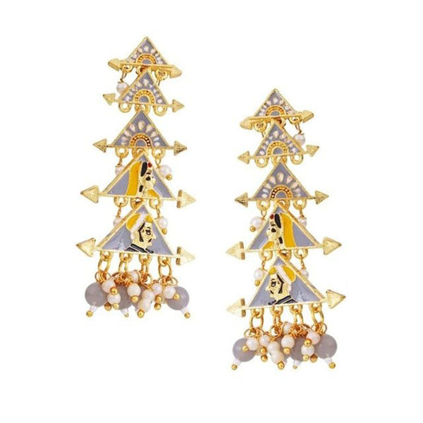 House Of Ree New Partywear Gray Raja Rani Meenakari Drop Earrings for Womens | Women | Girls ER105