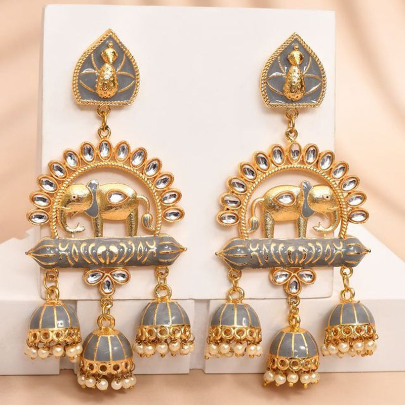 House Of Ree Elephant Shape Gray Jhumki Drop Earrings for Womens | Women | Girls ER133