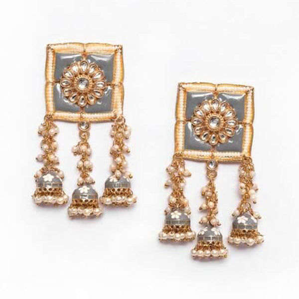 House Of Ree New Stylish Meenakari Grey Jhumki Earring for Womens | Women | Girls ER168