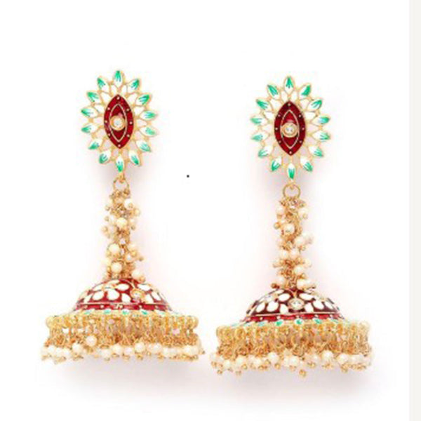 House Of Ree Stylish Partywear Maroon Meenakari Earrings for Womens | Women | Girls ER103