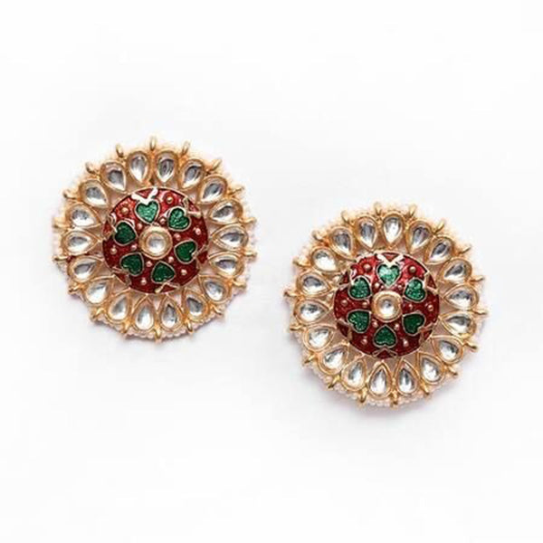 House Of Ree Peacock Maroon and Green Stud Earring Tops for Womens | Women | Girls ER158