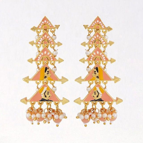 House Of Ree New Partywear Orange Raja Rani Meenakari Drop Earrings for Womens | Women | Girls ER104