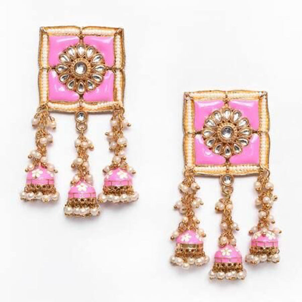 House Of Ree New Stylish Meenakari Pink Jhumki Earring for Womens | Women | Girls ER163