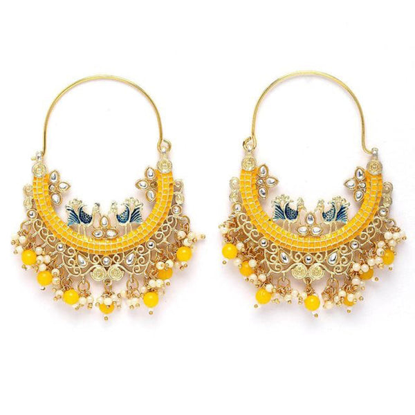 House Of Ree New Stylish Ethnic Partywear Yellow Hoops Earrings for Womens | Women | Girls ER110