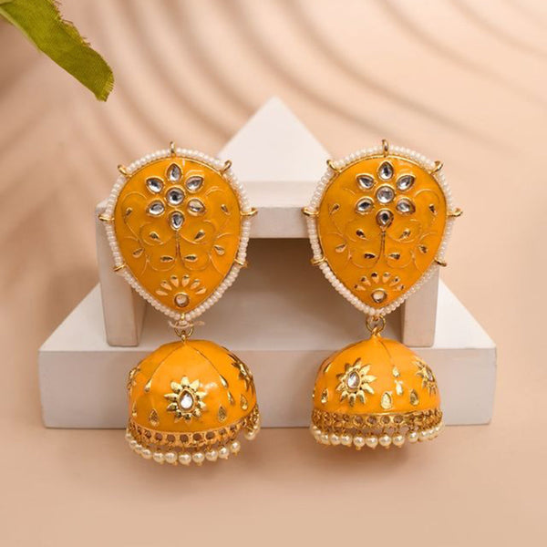 House Of Ree Yellow Jhumka Earrings for Womens for Ethnic Party | Women | Girls ER145