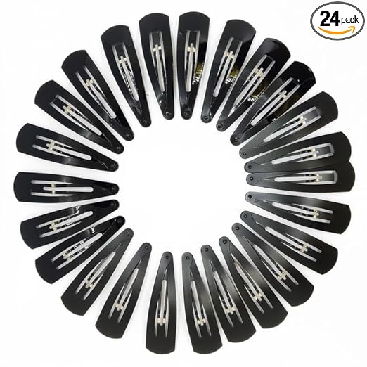 HP HIGH PROFILE Black Tic Tac Hair Clips Korean Hair Accessories Tick Tack Pins for Women and Girls (Pack of 24) Matte Black Colour- Size 5 cm