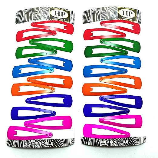 HP HIGH PROFILE Tic Tac Hair Clips Everyday Wear Bright English Pastel Matte Colors Metal Snap Hair Clips Barrettes Assorted Colored for Women/Girls - Pack of 2 (24pcs)