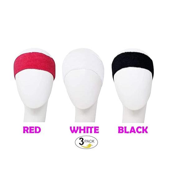 HP HIGH PROFILE Cotton Elastic Stretchy Headband for Women (Black White Dark Pink) -Pack of 3