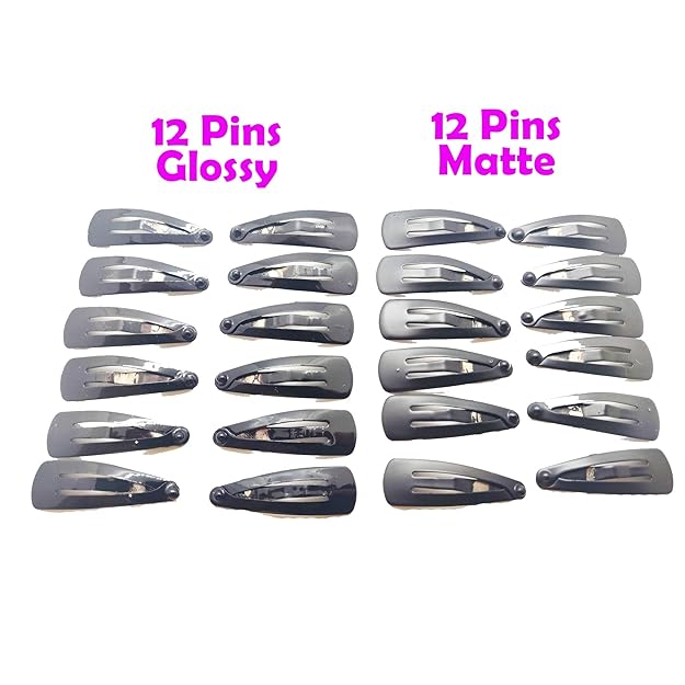 HP HIGH PROFILE Extra Small Metal Tic Tac Hair Clips for Women, Children and Girls - 24 Pcs (pack of 2) - Black Glossy and Matte