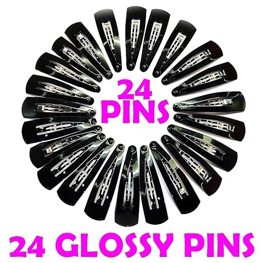 HP HIGH PROFILE Glossy Black Tic Tac Hair Clips Hair Accessories for Women and Girls - 24 pcs (Pack of 2)