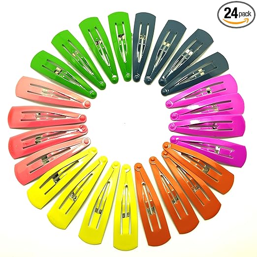 HP HIGH PROFILE Glossy Tic Tac Hair Clips Everyday Wear Bright Colours Metal Snap Hair Clips Barrettes Multicoloured for Women/Girls - Pack of 2 (24pcs)