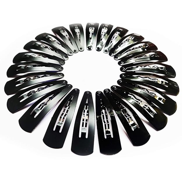 HP HIGH PROFILE Large Metal Tic Tac Hair Clips for Women, Children and Girls - 24 Pcs (pack of 2) - Black Glossy and Matte