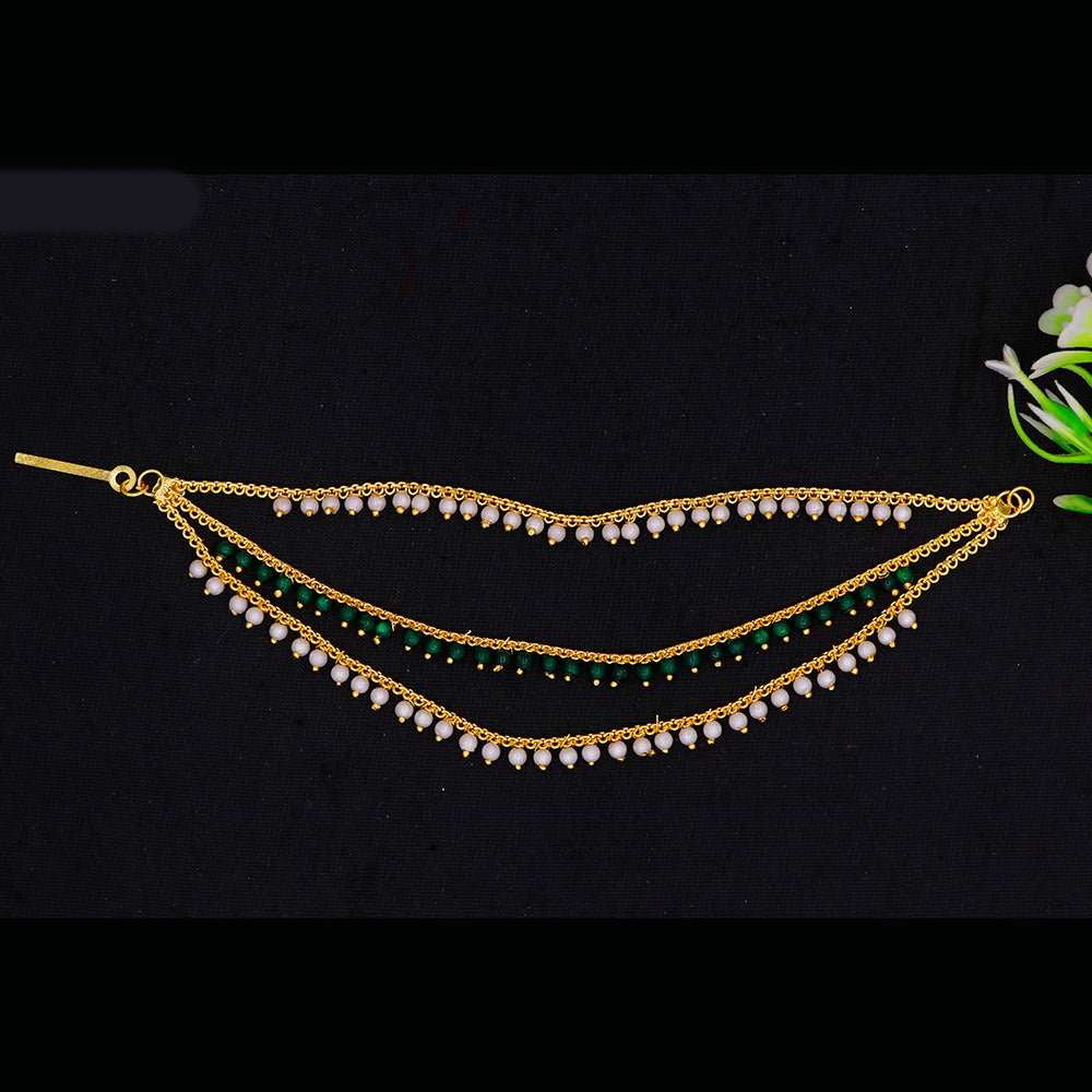 Mahavir Designer Triple Layer Pearl Kaan Chain (Pack of 6)