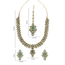 Etnico Gold Plated Traditional Necklace Jewellery Set with Earrings & Maang Tikka for Women (IJ356G)