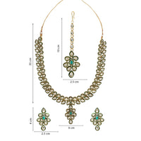 Etnico Gold Plated Traditional Necklace Jewellery Set with Earrings & Maang Tikka for Women (IJ356G)