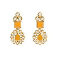 Etnico 18K Gold Plated Traditional Kundan Necklace Jewellery Set with Earrings & Maang Tikka for Women And Girls (IJ357Y)