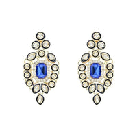 Etnico Gold Plated Traditional Kundan & Stone Studded Choker Necklace Jewellery with Earrings & Maang Tikka Set for Women (IJ359Bl)