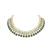 Etnico 18K Gold Plated Traditional Kundan & Pearls Choker Necklace Jewellery Set with Earrings for Women and girls(IJ362G)