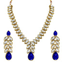 Etnico Gold Plated Traditional Blue Stone Studded Necklace Jewellery Set with Dangle Earrings For Women and Girls (IJ364Bl)
