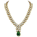 Etnico Gold Plated Traditional Blue Stone Studded Necklace Jewellery Set with Dangle Earrings For Women and Girls (IJ364G)