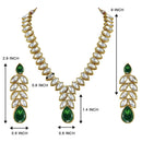 Etnico Gold Plated Traditional Blue Stone Studded Necklace Jewellery Set with Dangle Earrings For Women and Girls (IJ364G)