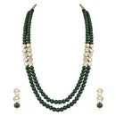 Etnico Gold Plated Traditional Stunning White Stone Studded Layered Pearl Necklace Jewellery Set with Earrings For Women and Girls (IJ365G)