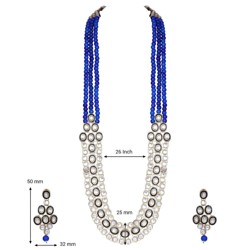 Etnico Gold Plated Traditional Stunning Maroon Meenakari Kundan Studded Pearl Necklace Jewellery Set with Earrings For Women and Girls (IJ366Bl)
