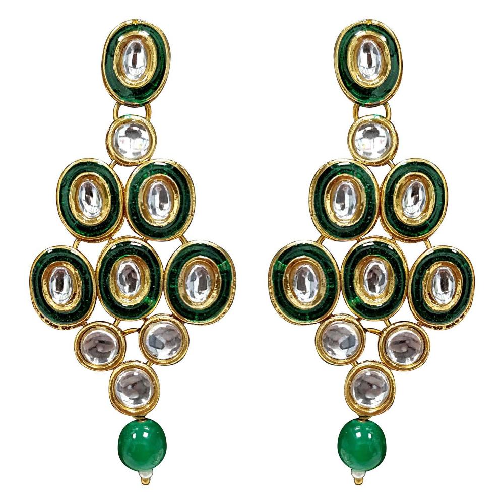 Etnico Gold Plated Traditional Stunning Maroon Meenakari Kundan Studded Pearl Necklace Jewellery Set with Earrings For Women and Girls (IJ366G)