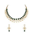 Etnico Gold Plated Traditional Kundan & Pearls Choker Necklace Jewellery Set with Earrings for Women and Girls (IJ370W)