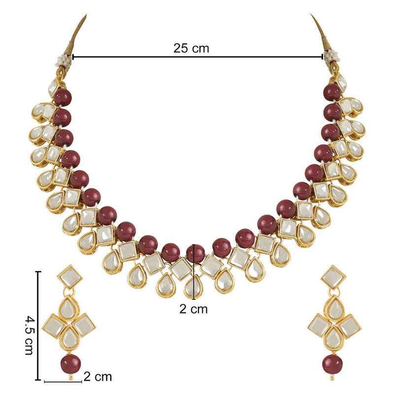 Etnico Gold Plated Traditional Kundan & Pearls Choker Necklace Jewellery Set with Earrings for Women and Girls (IJ370M)