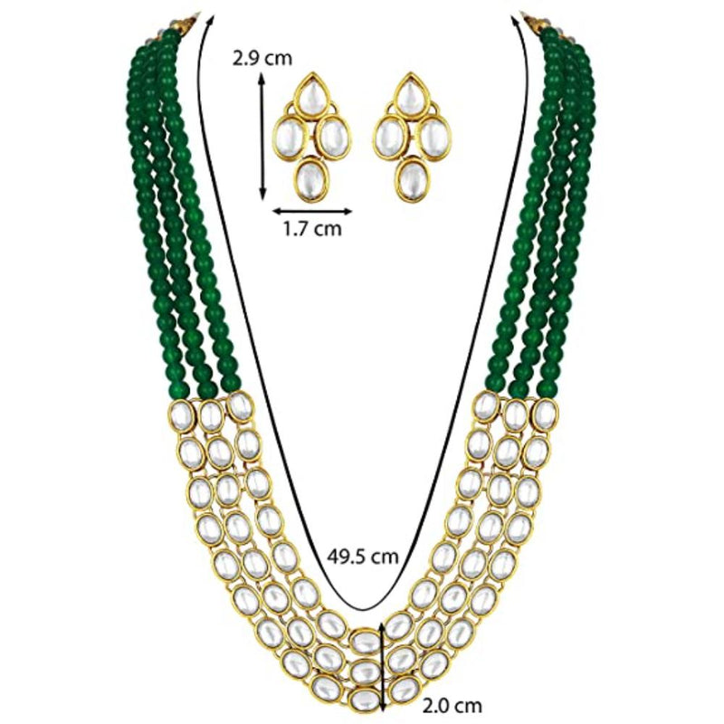 Etnico Gold Plated Traditional Stunning White Kundan Studded Layered Pearl Necklace Jewellery Set with Earrings For Women/Girls (IJ376G)