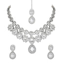 Etnico Silver Plated Traditional Kundan Stone Choker Necklace With Earring & Maang Tikka Set For Women (IJ377ZS)