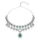 Etnico Silver Plated Traditional Kundan Stone Choker Necklace With Earring & Maang Tikka Set For Women (IJ378ZG)