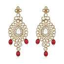 Etnico Gold Plated Traditional Multi Layered Kundan Pearl Bridal Necklace Jewellery with Earrings & Maang Tikka Set For Women/Girls (IJ384) (Maroon)