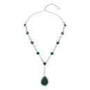 Etnico Silver Plated Crystal Drop Necklace & Earring Set For Women (IJ393) (Green)