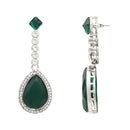 Etnico Silver Plated Crystal Drop Necklace & Earring Set For Women (IJ393) (Green)