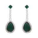Etnico Silver Plated Crystal Drop Necklace & Earring Set For Women (IJ393) (Green)