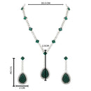 Etnico Silver Plated Crystal Drop Necklace & Earring Set For Women (IJ393) (Green)