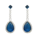 Etnico Silver Plated Stylish Design Crystal Diamond Necklace & Drop Earrings Jewellery Set for Women (IJ393ZMO)