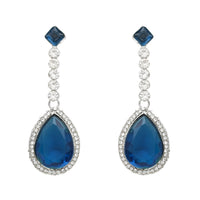 Etnico Silver Plated Stylish Design Crystal Diamond Necklace & Drop Earrings Jewellery Set for Women (IJ393ZMO)