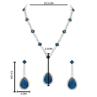 Etnico Silver Plated Stylish Design Crystal Diamond Necklace & Drop Earrings Jewellery Set for Women (IJ393ZMO)
