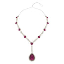 Etnico Silver Plated Crystal Drop Necklace & Earring Set For Women (IJ393) (Wine)