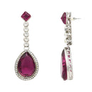 Etnico Silver Plated Crystal Drop Necklace & Earring Set For Women (IJ393) (Wine)