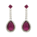 Etnico Silver Plated Crystal Drop Necklace & Earring Set For Women (IJ393) (Wine)
