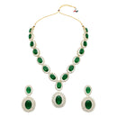 Etnico Stylish Design Crystal Diamond Necklace & Earrings Jewellery Set for Women (Green)