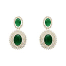 Etnico Stylish Design Crystal Diamond Necklace & Earrings Jewellery Set for Women (Green)